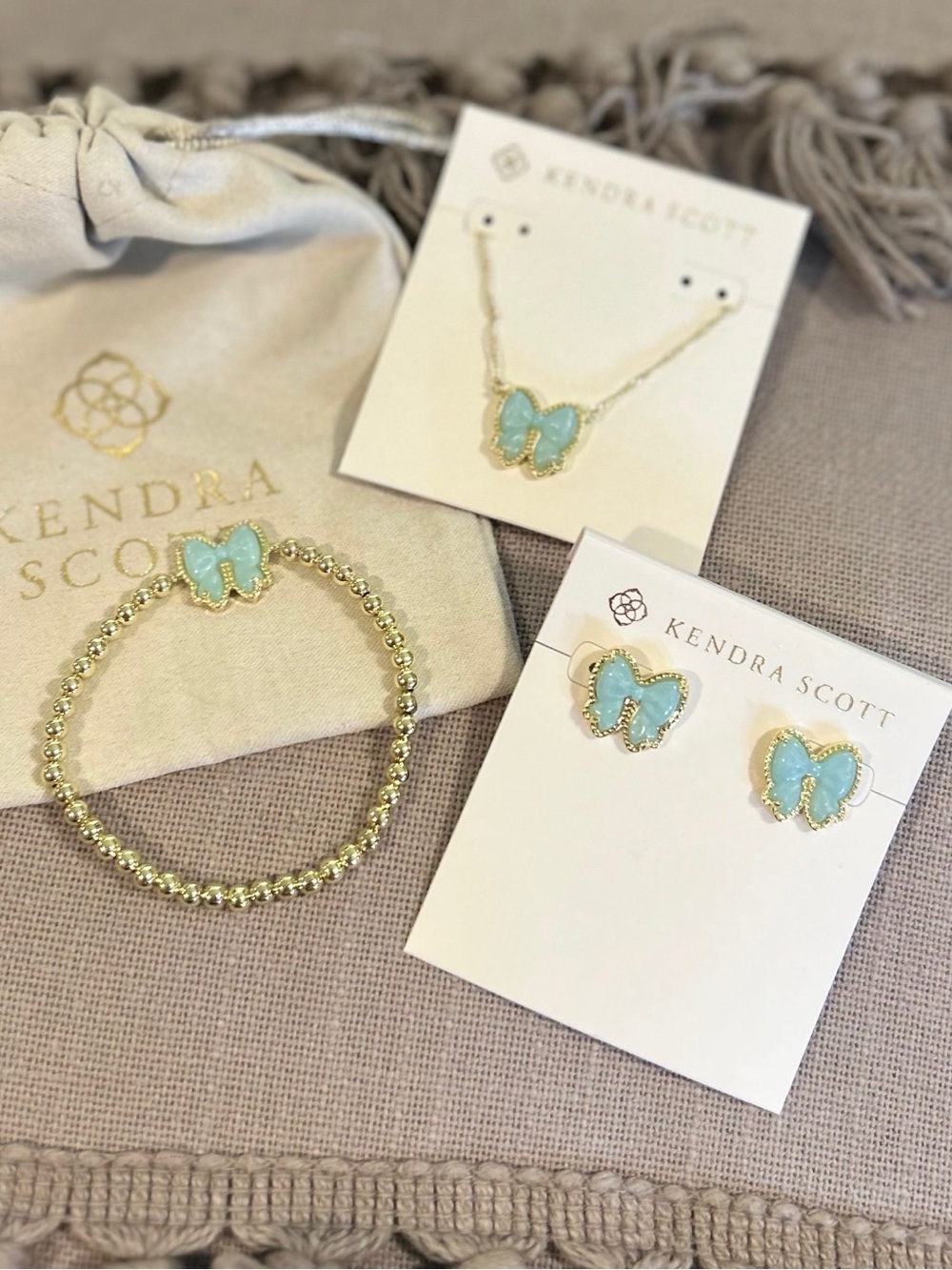 (NEW) Kendra Scott Blue Bow Jewelry Set
